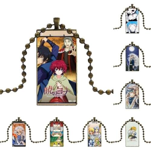 For Women Gifts Boy Design Fashion Vintage Glass Women Rectangle Necklace Pendants Anime Shin Ah Akatsuki No Yona