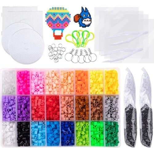 Hama beads 5mm 24 Colors fuse beads Set Including Pegboards Keychains Tweezer Chain Accessories Ironing Paper puzzles for kids