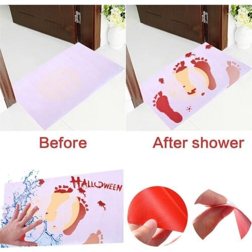 Halloween Gifts Blood Bath Mat Color Changing Sheet Turns Red Wet Make You Bleeding Footprints Shower Carpet for Bathroom
