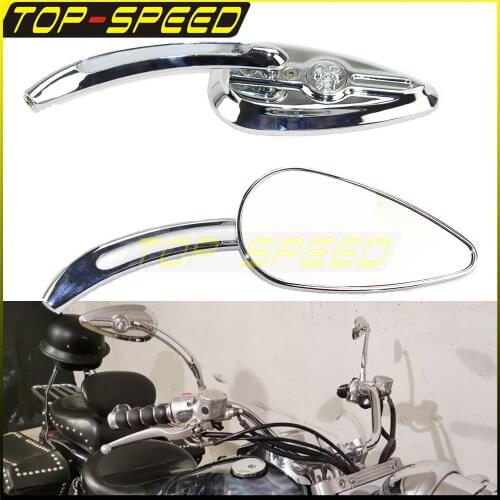 Chrome Motorcycle Rearview Mirrors Back Side Convex Mirror For Harley Sportster Dyna Heritage Softail Cruiser
