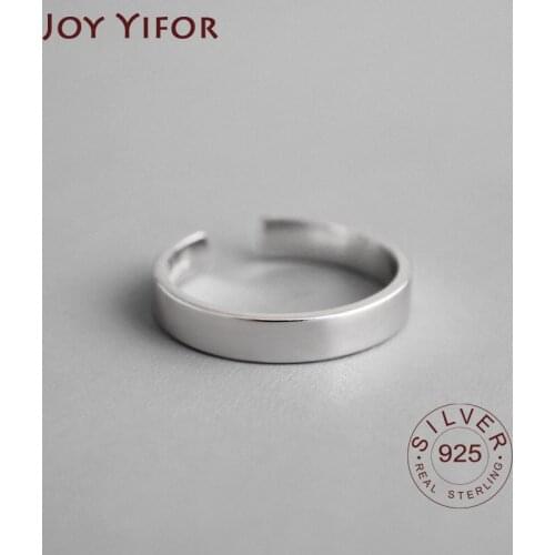 Japan & Korea S925 sterling silver open ring personality smooth simple line plain student silver ring finger tail ring