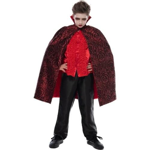 Eraspooky Gothic Dracula Cosplay Boys Scary Vampire Cloak Shirts Halloween Costume For Kids Party Fancy Dress Children Outfit
