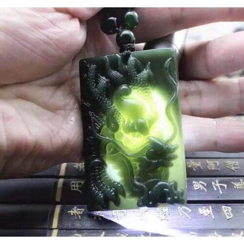 Natural Xinjiang Hetian Jade pendant necklace for men women dragon hand-carved jadeite Jade Pendants jade jewelry