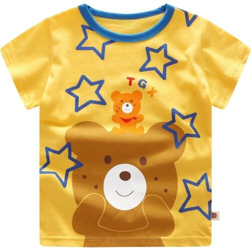 Summer New Arrival Baby Top Shirt 100% Cotton Girls Short-Sleeve T-Shirt Childrens T-shirt for Boys Casual Cute T-shirt 1 2 3 4