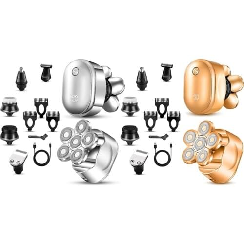 MOLF Upgrade 6 in 1 Electric Razor Bald Head Shaver for Men - Wet and Dry Shavers for Men, IPX6 - Waterproof, LED Display