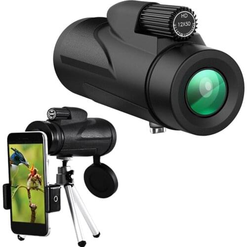 Monocular Telescope 12x50 HD Monocular with Tripod Waterproof Anti-fog Monocular with for Bird Watching Camping Hiking Match