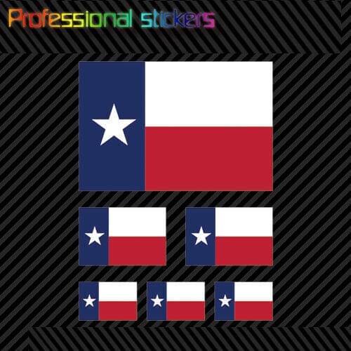 6 Pcs Assorted Texas Flag Sticker Set of Self Adhesive Premium Vinyl TX Stickers for Car, Laptops, Motorcycles, Office Supplies