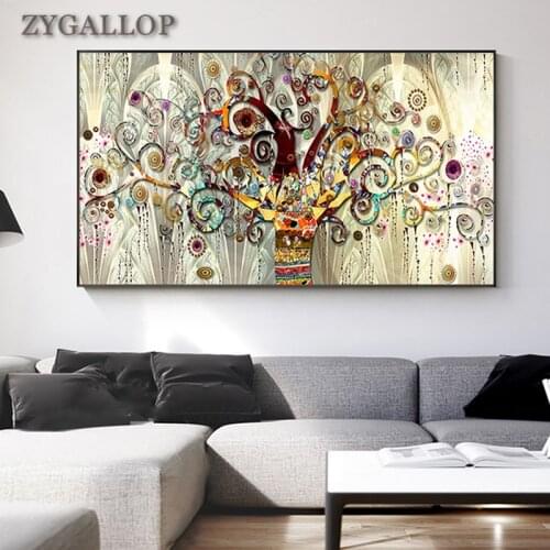 Gustav Klimt Tree of life Landscape Oil Painting Canvas Posters and Prints Cuadros Classic Wall Art Pictures For Living Room