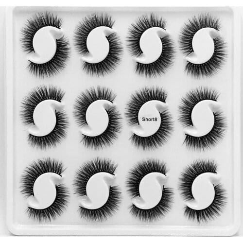 NEW 12pair Mink False Eyelashes Messy Cross Soft Cotton Stalk Natural Short Fake Eyelashes Smoke Banquet Makeup Mink Eye Lashes
