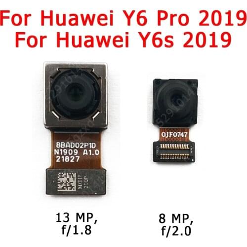 Original Front and Rear Back Camera For Huawei Y6 Pro Y6s 2019 Main Facing Camera Module Flex Cable Replacement Spare Parts