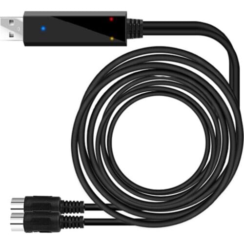 Midi to USB In-Out Cable Adapter Converter for Windows Mac Ios Laptop to Music Piano Keyboard