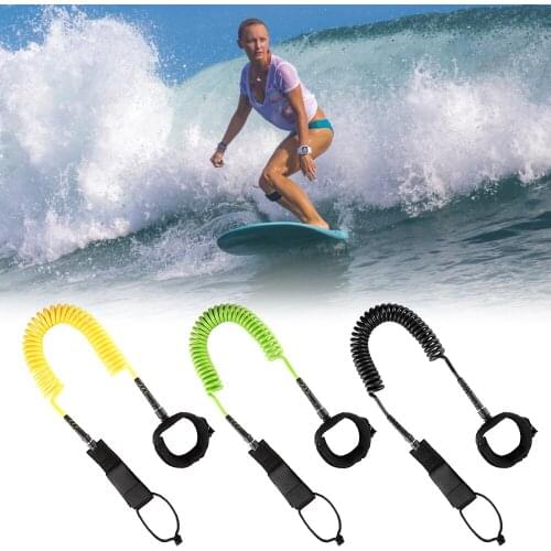 SUP Leash 7mm 10Feet TPU Elastic Coiled Stand Up Paddle Board Surfboard Leash 360° Rotating Paddleboard Life Safety Rope Surfing