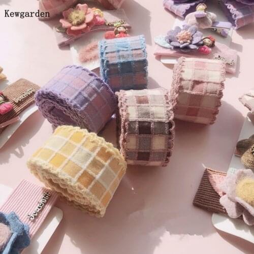 Kewgarden Hook Plaid Ribbon 32mm Handmade Tape DIY Hairbow Tie Corsage Accessories Sewing Brooch Webbing 5 meters