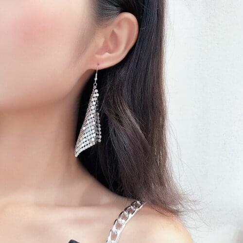 Wholesale Soft Sequined Tassel Earrings Trendy Long Temperament Exaggerated Female Ear Pendant Ear Stud Wholesale