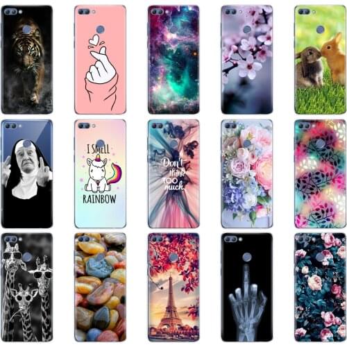Silicon Case For Huawei Y9 2018 Soft TPU Transparent Back Phone Cover For huawei y9 2018 Protective Printing Clear Coque Bumper