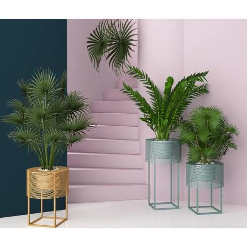 Nordic wrought iron flower rack modern simple light luxury storage rack no welding mouth balcony corner indoor living room floor