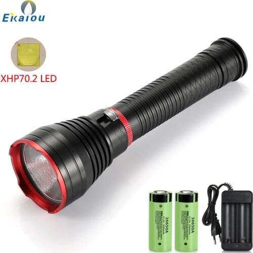 Super Bright XHP70.2 LED Underwater Lantern High Power Diving Flashlight IP8 Tactical Dive Torch 26650 Outdoor Camping Light