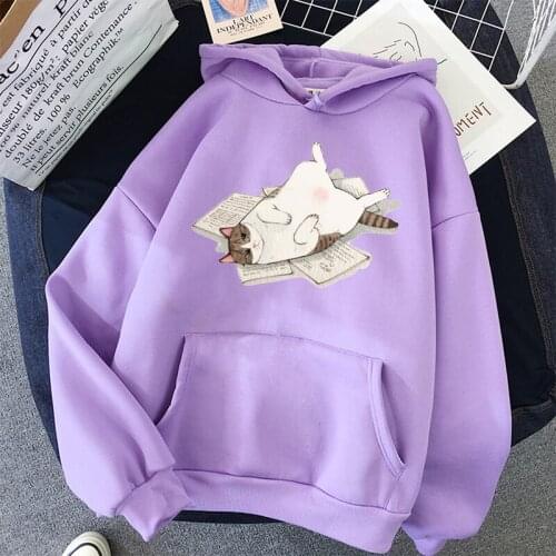 Oversized Hoodie Tops Winter Pullover Sweatshirts Women Cat Kawaii Poleron Mujer Kangaroo Pocket Hoodie School Korean Streetwear
