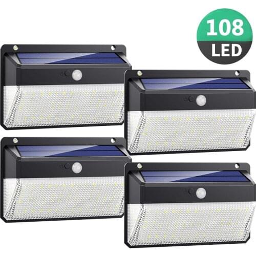 Warmtaste 108 LED Solar Outdoor Lighting PIR Motion Sensor Waterproof Energy-saving Light Garden Path Fence Security Wall Lights