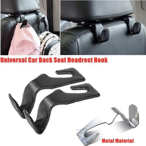 2 Pack Universal Car Back Seat Organizer Leather Hanger Hook Vehicle Back Seat Headrest Hook Hanger Storage for Purse Groceries