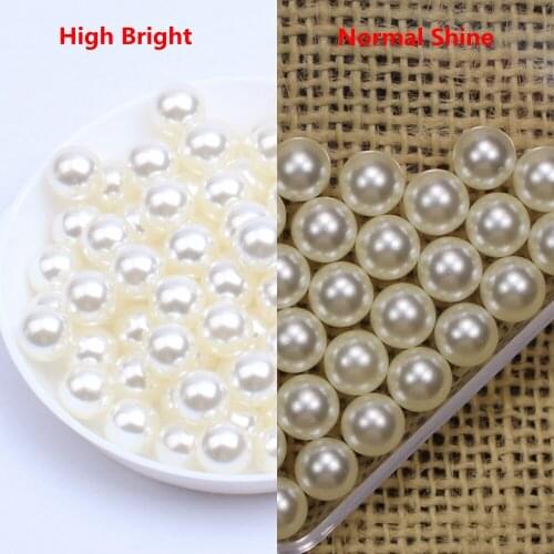 1.5-18mm No Hole Beads For Craft Art Round Shape Ivory Color Imitation Pearls Many Sizes DIY Jewelry Making Decorations