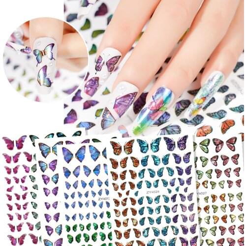 1 Sheet 14.8*11cm Vivid Butterfly 3D Back Glue Nail Art Sticker Laser Decoration DIY Adhesive Decal Ornament Nail Stickers OE-S8