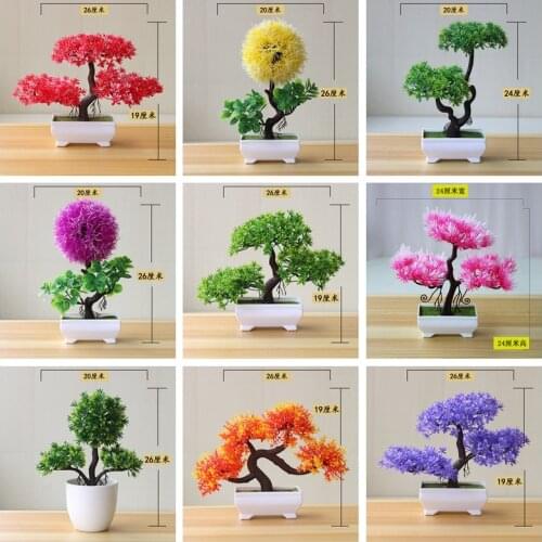39Styles Green Artificial Guest Greeting Small Pine Tree Potted Bonsai Home Bathroom Washroom Decoration Fake Plants Bonsai