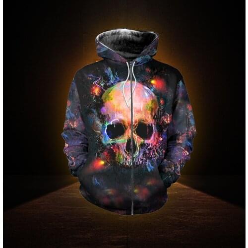 3D Print Autumn Fashion Cool Skull Colorful Men Women Casual Sreetwear Sweatshirts Hipster Hoodie / Zipper / Jackets / Tops S-29