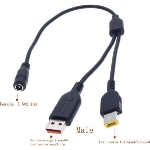5.5*2.1mm DC Jack Power Adapter Cable Plug Female to Special USB Charger Male for Lenovo thinkpad for yoga3-14 yoga900 700