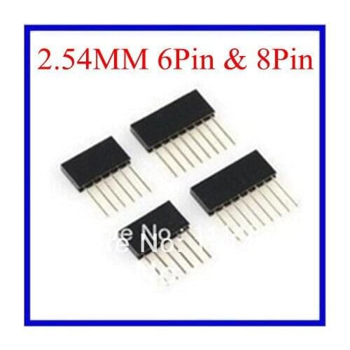 80PCS 2.54MM 6Pin & 8Pin 10MM Long Needle Female Header Strip Stackable Header for arduino W5100 6p 8p Long Needle Female Kit