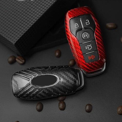 Car Carbon Fiber Key Cover Modification Key Shell Protective Cover for 15-17 Ford Mustang Decoration Accessories