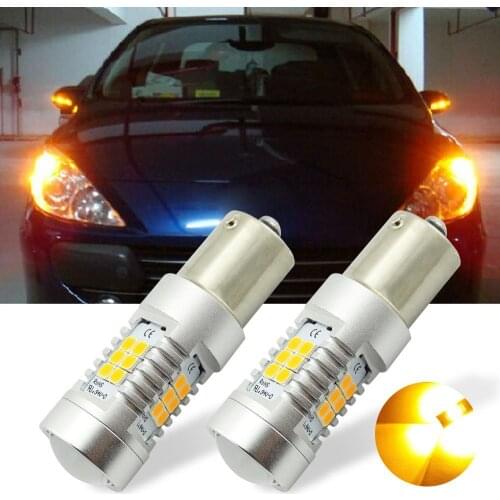 BAU15s PY21W 7507 21-SMD LED Replacement Bulb for Turn Signal Indicator or Corner Parking Side Marker Lights Amber (Pack of 2