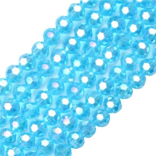 Lake Blue AB Football Faceted Austrian Crystal Beads Round Sphere Glass Beads 4MM 6MM 8MM Jewelry Bracelet Making DIY
