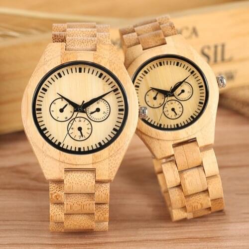Natural Bamboo Wooden Watch Men clock Couple Watches Full Wood Bracelet Quartz Wristwatch Anniversary Gifts for Man Women