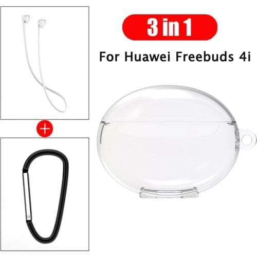 Soft TPU Earphone Case Cover for Huawei FreeBuds 4i Bluetooth Wireless Headset+Anti-Lost Strap Cable for Freebuds 4i Accessories