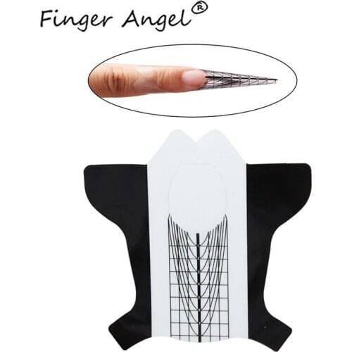 Finger Angel 50/100/500pcs Nail Form Stickers Black Nail Tips Extension Fish Shape Guide for Arcylic UV GEL Manicure Tool#FJH08