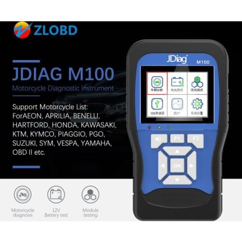 JDiag M100 motorcycle scanner universal motorcycle scan tool 12V Battery Tester Intelligent Dual System Moto Scan Tool