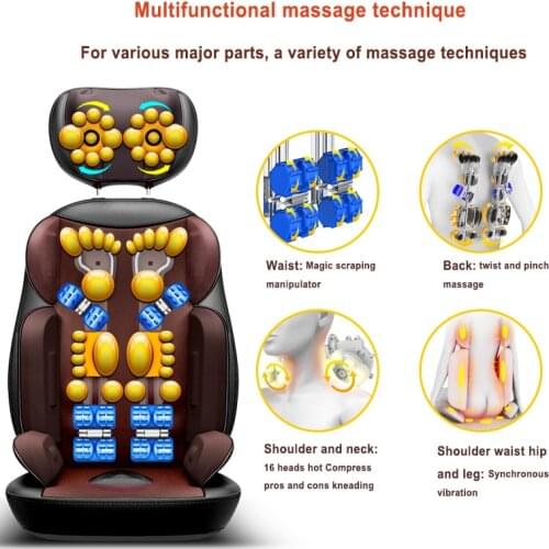 Shiatsu Massage Electric Body Massager Chair Multifunctional Relax kneading Vibration Heating Cushion Pad Neck Back Office Home