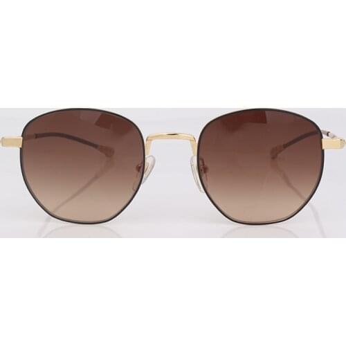 Metal round sunglasses women brown shaded