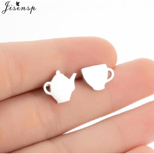 Minimalist Golden Stainless Steel Pot Cup Stud Earrings for Women 2021 Personality Geometric Earing Unisex Jewelry pendientes