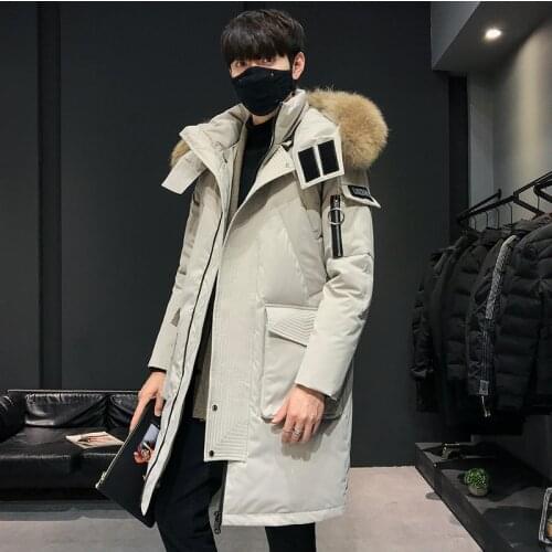 Winter Warm Men Down Jacket Coat Casual Autumn Stand Collar Puffer Thick Hat White Duck Parka Male Mens Winter Down Jacket With