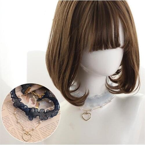 Sweet Heart Lolita Girl Necklace Blue Lace Bow Hairpin Bowknot Hair Clip Hair Accessories B1787