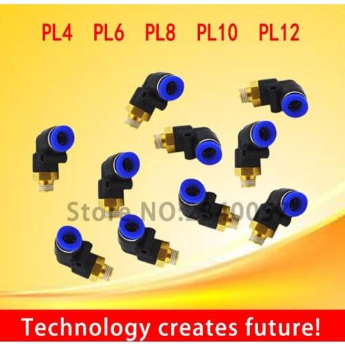 PL 4 6 8 10 12mm - 1/8'' 1/4'' 3/8'' 1/2'' Pneumatic Male Elbow Connector Tube Air Push In Fitting