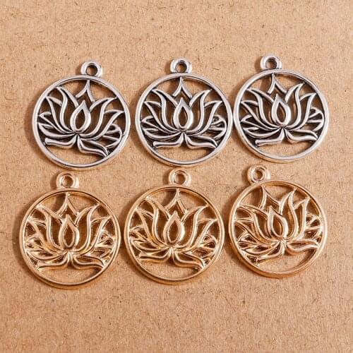 20pcs/lot 19*22mm Alloy Hollow Flower Charms Pendants for DIY Making Bracelets Necklaces Handmade Craft Jewelry Accessories