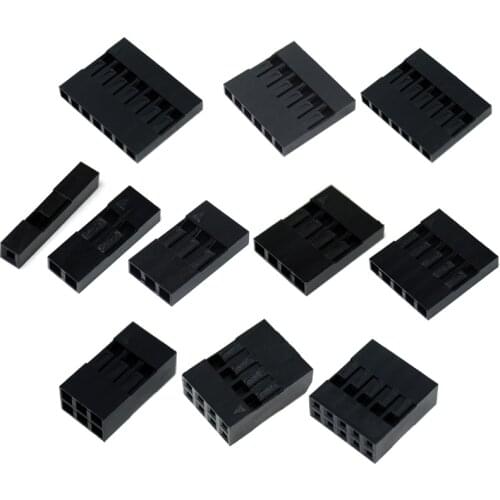 100Pcs/lot 2.54mm Pitch Dupont Jumper Wire Cable Black Plastic Housing Female Pin Connector Case Shell Box 1P/2P/3P/4P/~10P