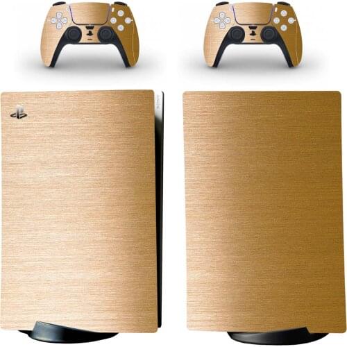 Gold Metal Style PS5 Digital Edition Skin Sticker for Playstation 5 Console & 2 Controllers Decal Vinyl Protective Skins 1
