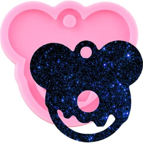 Super Glossy Mouse Head Keychain Silicone Mold Polymer Clay Pendant Mould Necklace Jewelry Epoxy Crafting Mold Moulds