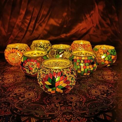 Turkish Candlestick handmade Decal mosaic bohemian classic handicraft decoration romantic candle cup