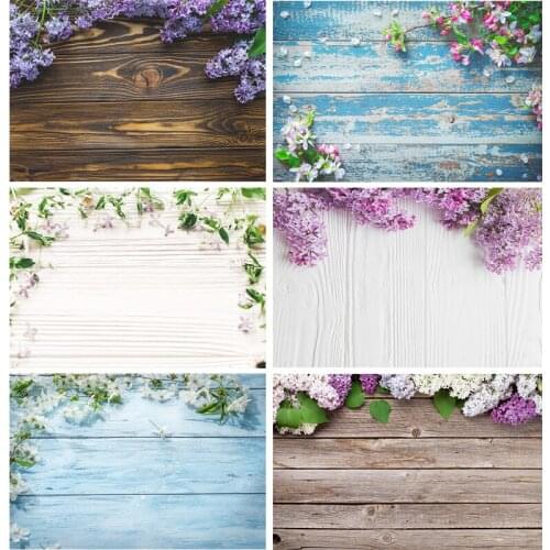 SHENGYONGBAO Vinyl Custom Photography Backdrops Props Spring Flower Wood Board Photo Studio Background 21318MB-60