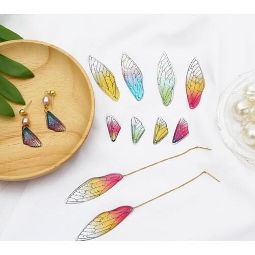 Resin Fairy Wings with Glitters and Clear Rhinestones for Crafts, Ornament and Jewelry Making Fairy Wings Charm or Pendants LO3D